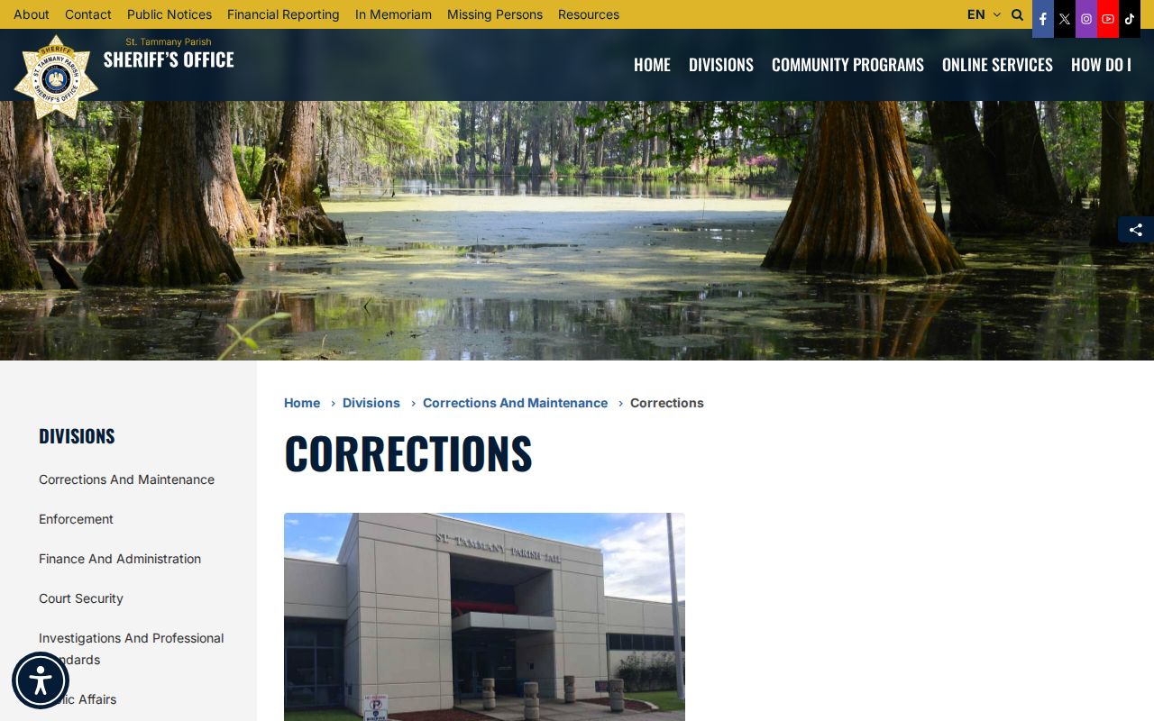 St. Tammany Parish Correctional Center release and facility information